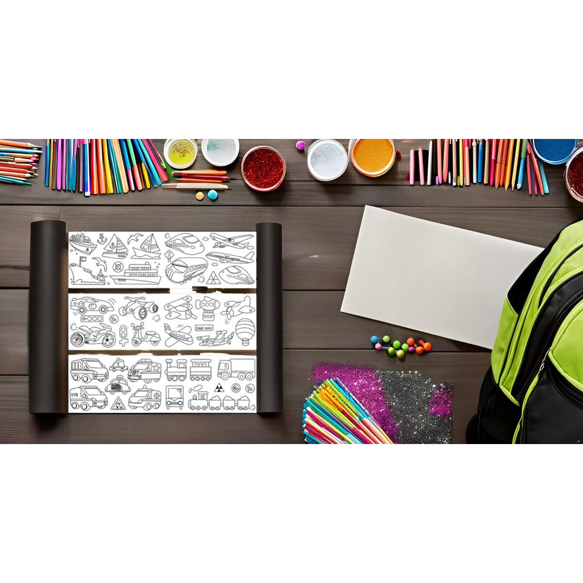 Drawing Paper Roll Cartoon And Doodle Art Drawing Paper Roll For Scatch Kids Creativity And Learning, 30 Cm X 300 Cm (Multi Design)
