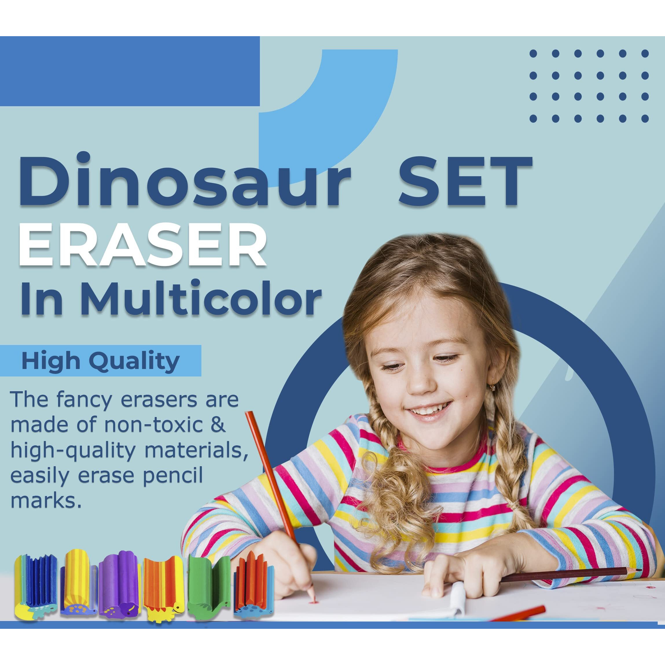 Funblast Dinosaur Erasers For Kids  Kawaii Erasers, Cute Pencil Erasers For Kid, Boys, Girls, Fancy Eraser For Children, School Stationery For Kid, Return Gift For Kids  Multicolor