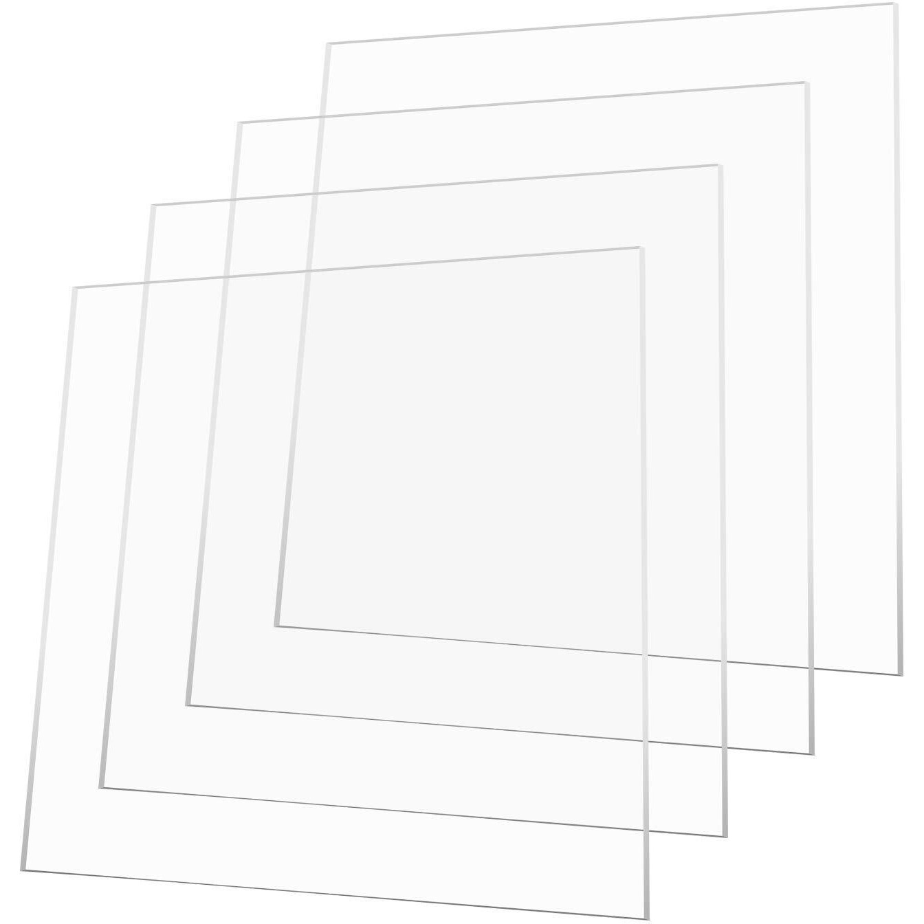 Bigimall Acrylic Sheet 3Mm Clear Transparent Plexiglass 12 Inch X 12 Inch Pack Of 4 Pcs