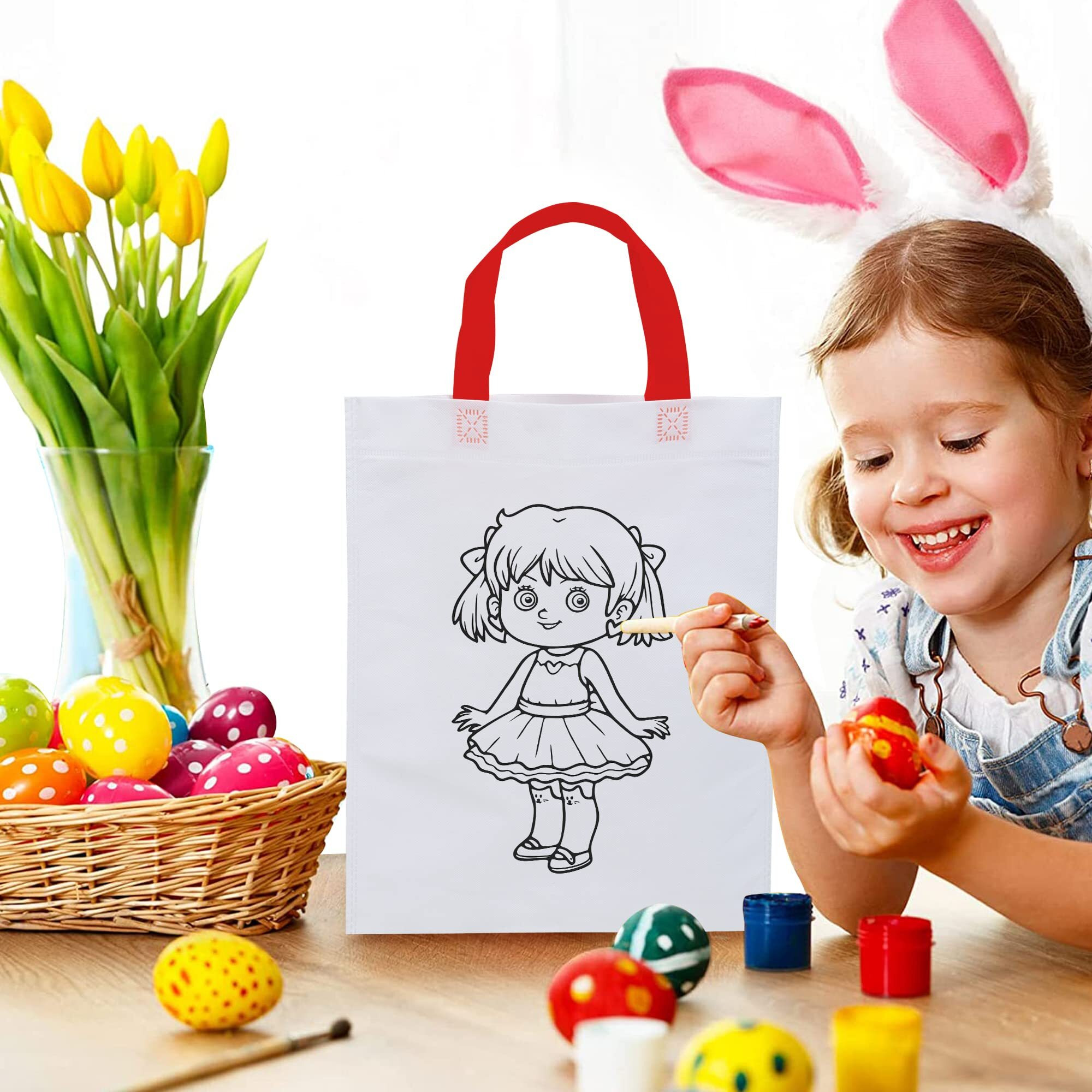 Double R Bags Reusable Shopping Non-Woven Kids Return Gift Bag With Handle For Diy Birthday Party & Goodie Khoi Loot Bags. (Pack Of 50)