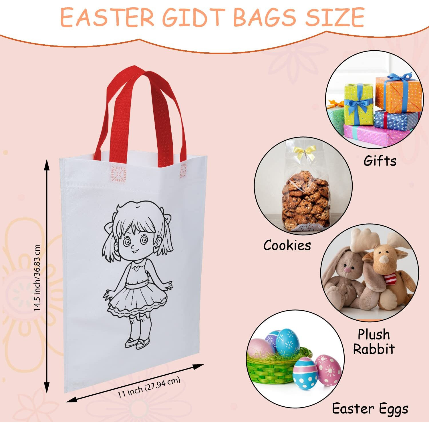 Double R Bags Reusable Shopping Non-Woven Kids Return Gift Bag With Handle For Diy Birthday Party & Goodie Khoi Loot Bags. (Pack Of 50)