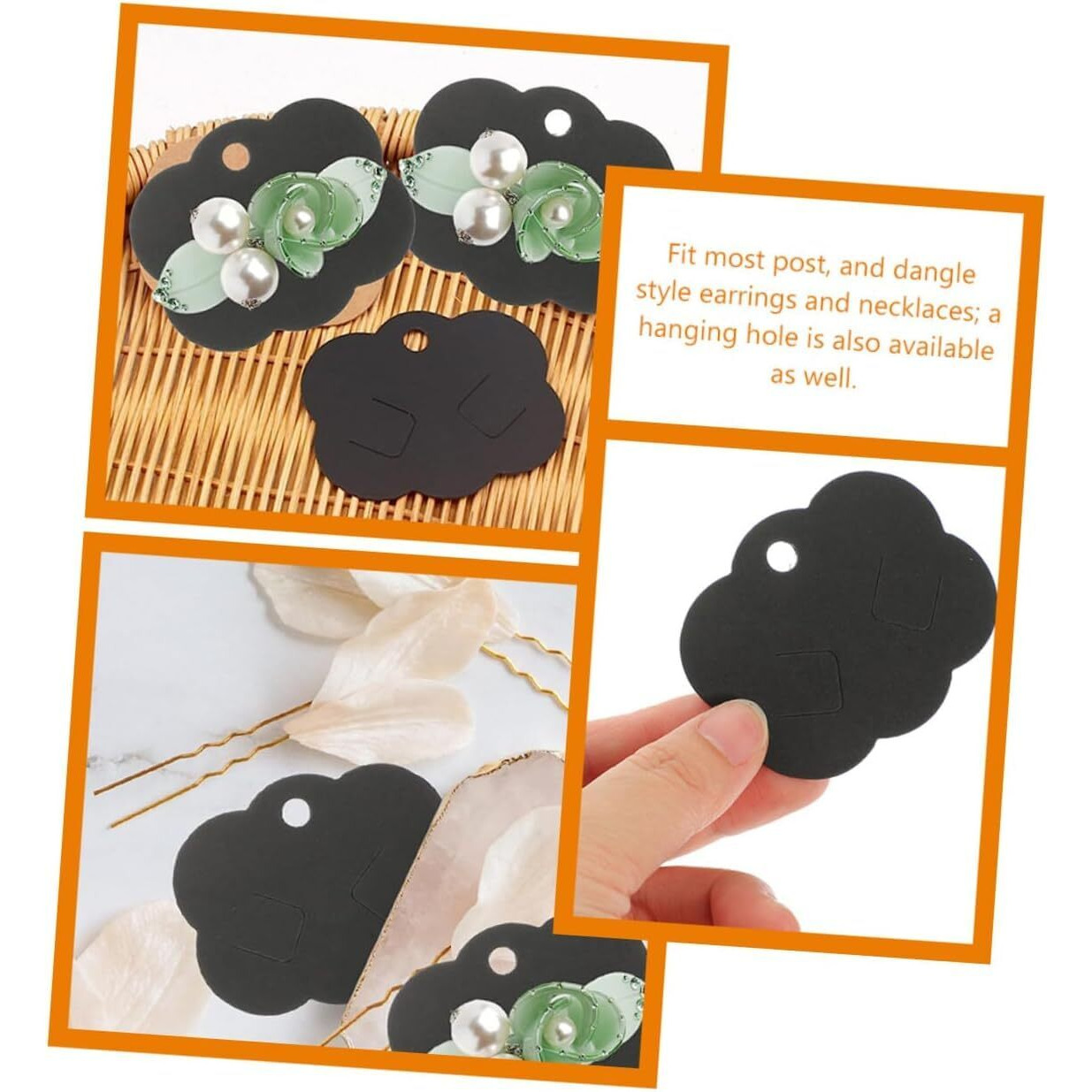 Zenomia Black Hair Clip Display Cards Kraft Paper Hair Bow Holder Diy Bow Hair Pin Packaging Card For Barrettes Accessories Display And Organizing 50Pcs(3.5X2.8Inch)