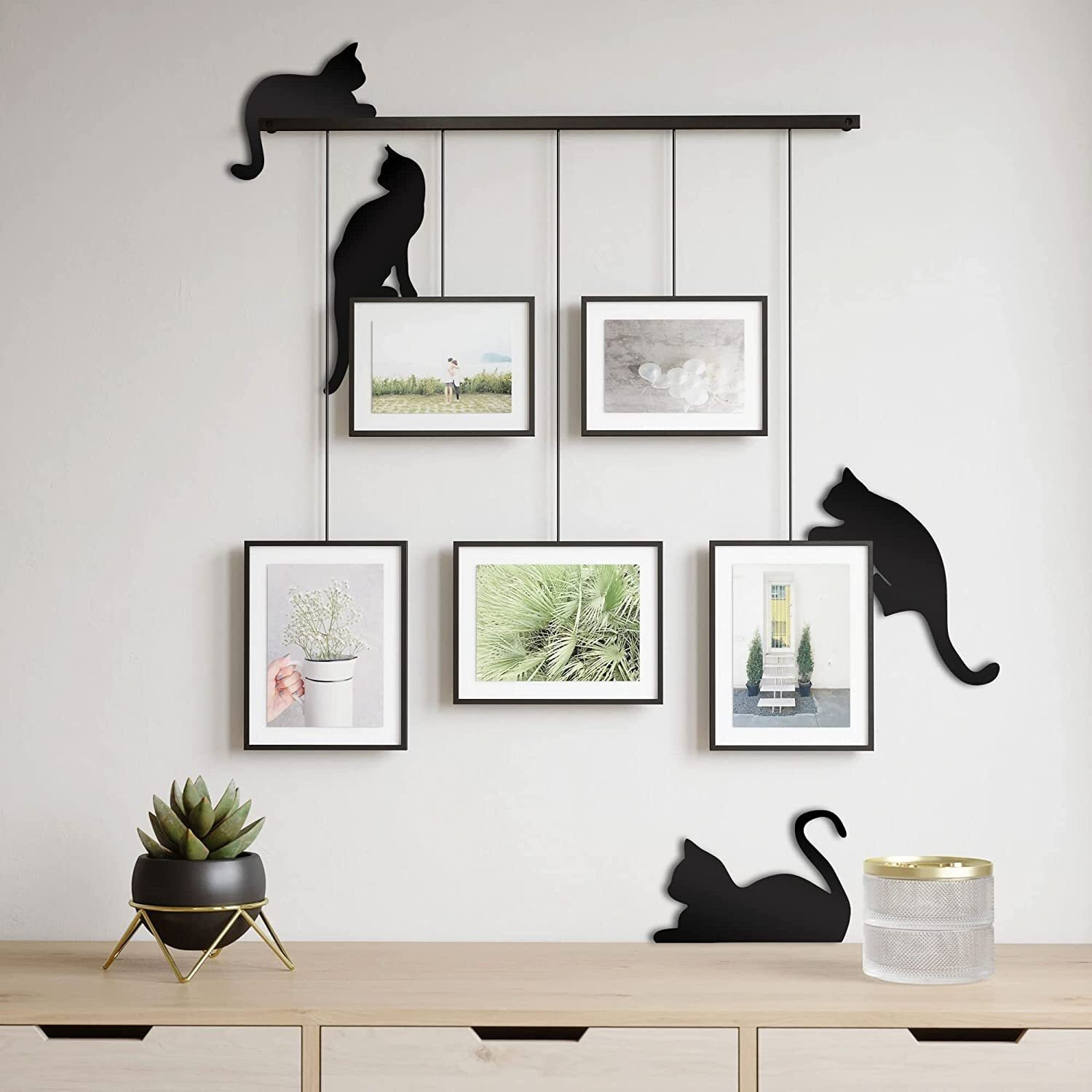 Device Of Mm Meraki Mart Wood Cute Cats Black Designed Wall Art Wall Hanging Decor Plaque Sculptures Black Wall Decoration Contemporary Home, Living Room, Office, Bedroom And Garden - 4 Pcs, Big