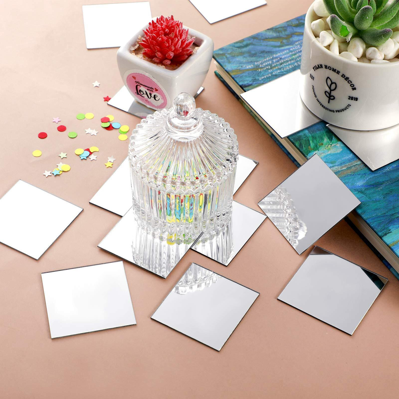 Bigimall Silver Mirror Acrylic | Square| 3Mm | 2 Inch X 2 Inch | Pack Of 25 | Plexiglass |(Without Adhesive Tape)