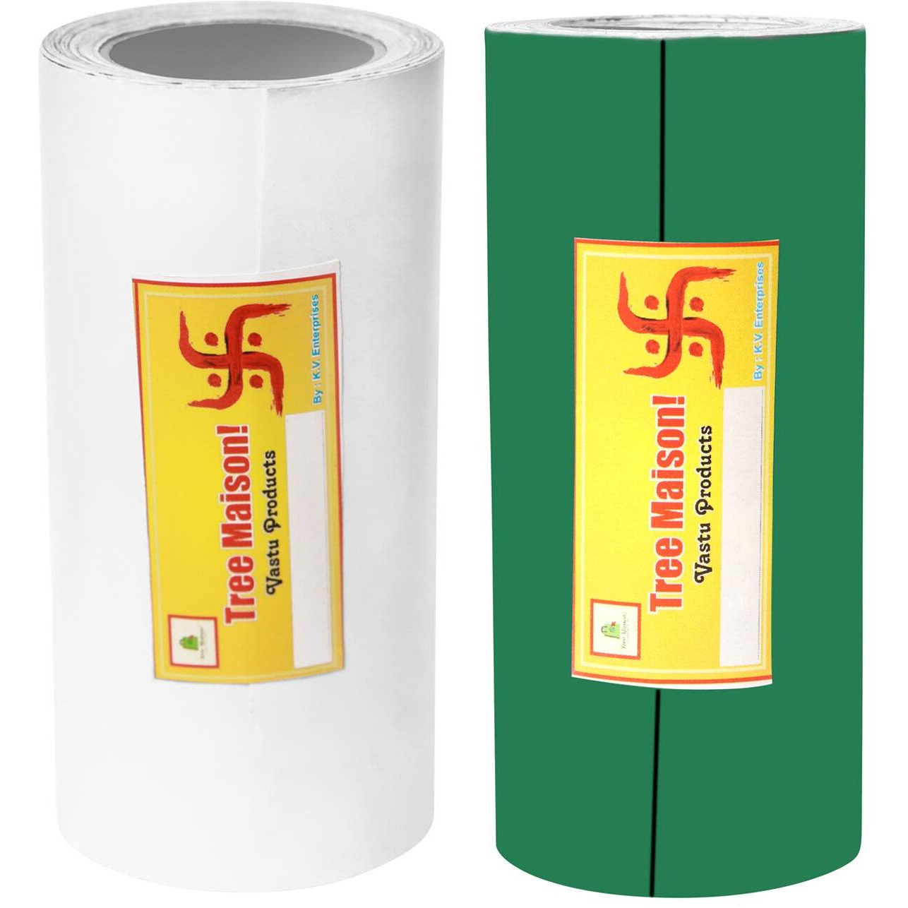 Treemaison Vastu Combo Of White-Green Color Tape |Size - 4 Inch| Length- 8 Feet (Approx) |Vastu Remedy For Toilet | Main Door Entrance | | Tape Remedy | Pack Of 2