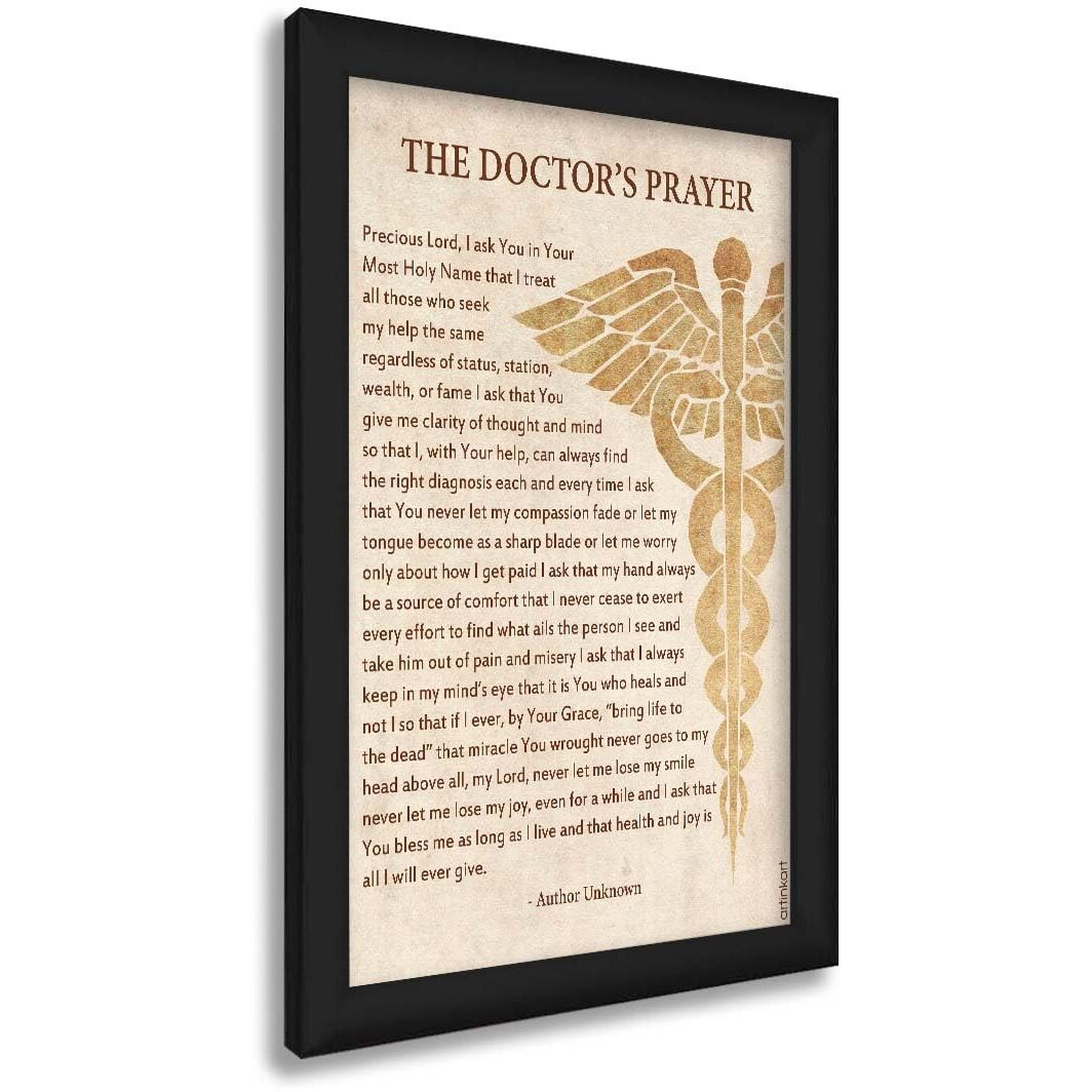 Artinkart- Doctor Prayer Framed Posters For Hospital Opd, Pharma, Clinic, Hospital, Dentist Poster With Frame For Wall Decoration, Motivational Quotes Wall Frames (Synthetic Wood, 9.5X13.5 Inch)