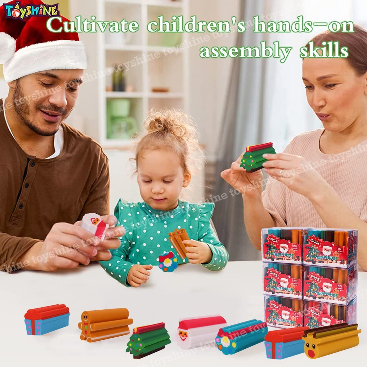 Toyshine Pack Of 36 Christmas Erasers- 3D Erasers Snowman Santa Claus Party Favors Children Study Supplies Classroom Reward Xmas Gift