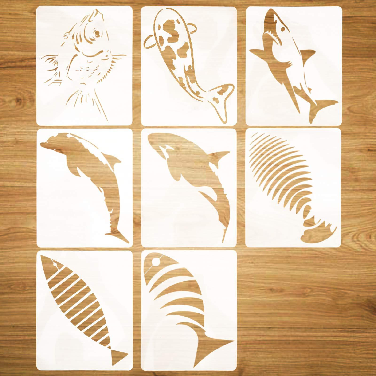 Angoo Animal Stencils For Panting-Fish Stencils,8 Pack