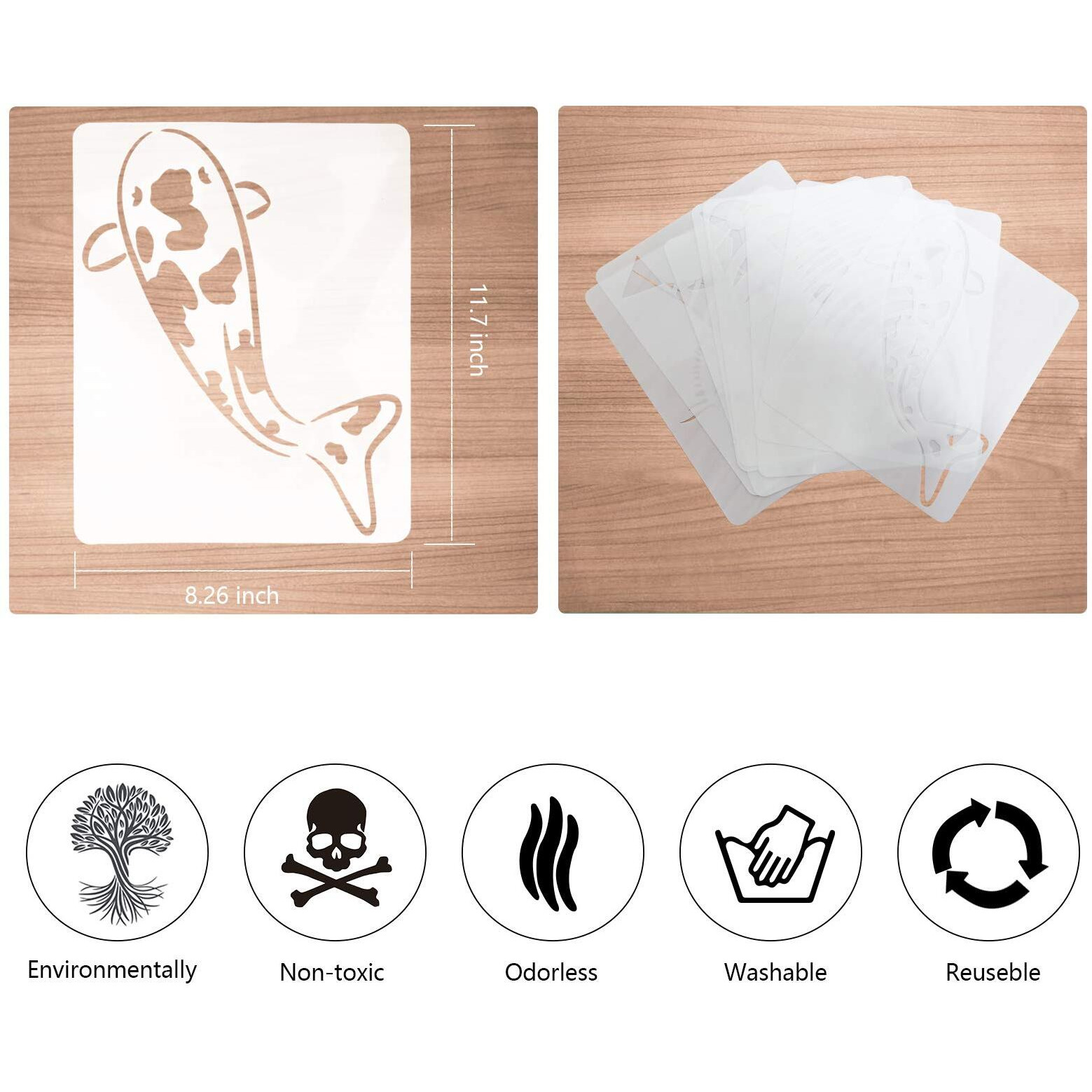 Angoo Animal Stencils For Panting-Fish Stencils,8 Pack
