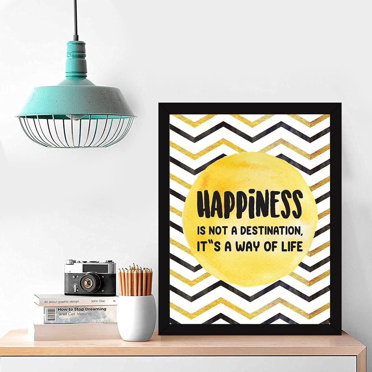 Chaka Chaundh - Happiness Quotes Wall Frames - Smile Quotes Wall Frames - Smile Posters For Room - Happy Quotes Posters (13.6 X 10.6 Inches)