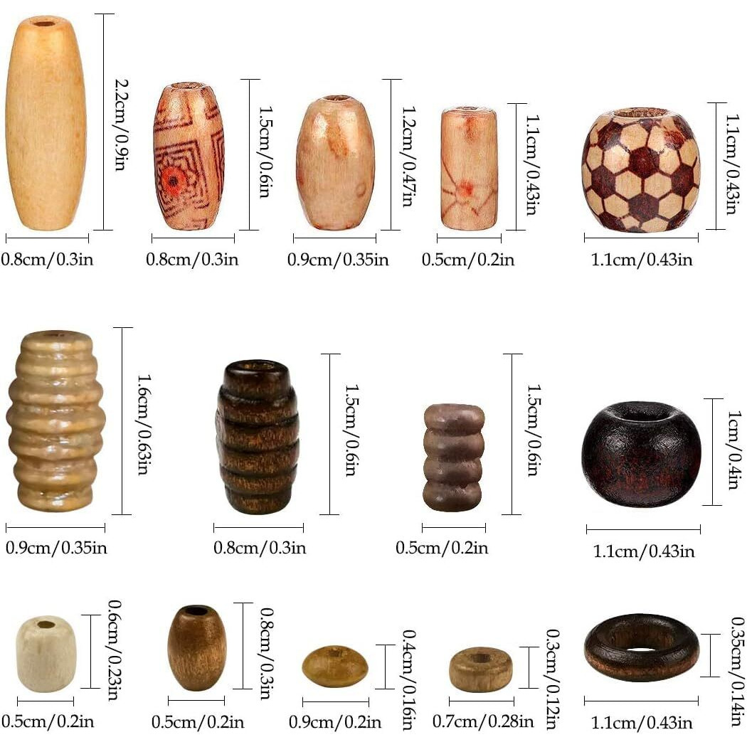 Diy Crafts 130, 3 Stretch Beaded & 130 Pieces Wooden Bead Set, Assorted African Beads, Women Loose Round Natural Macrame Beads Printed Barrel Beads For Jewelry Making Craft Hair Diy Bracelet Nec(130)