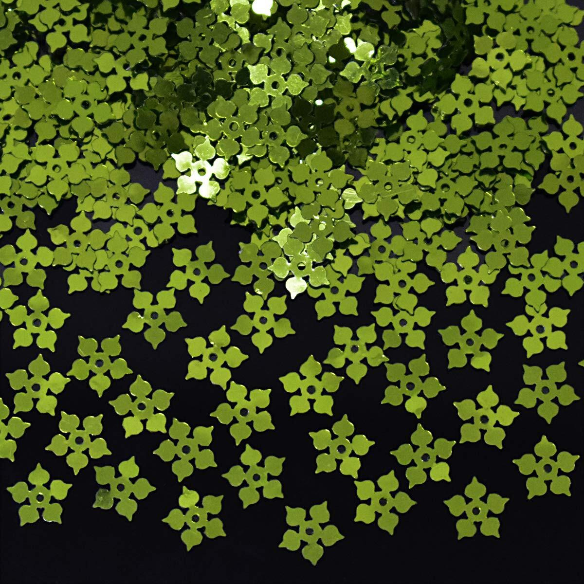 Embroiderymaterial Flower Shape Sequins Sitara For Craft And Embroidery 50Gm (Green, 8Mm)