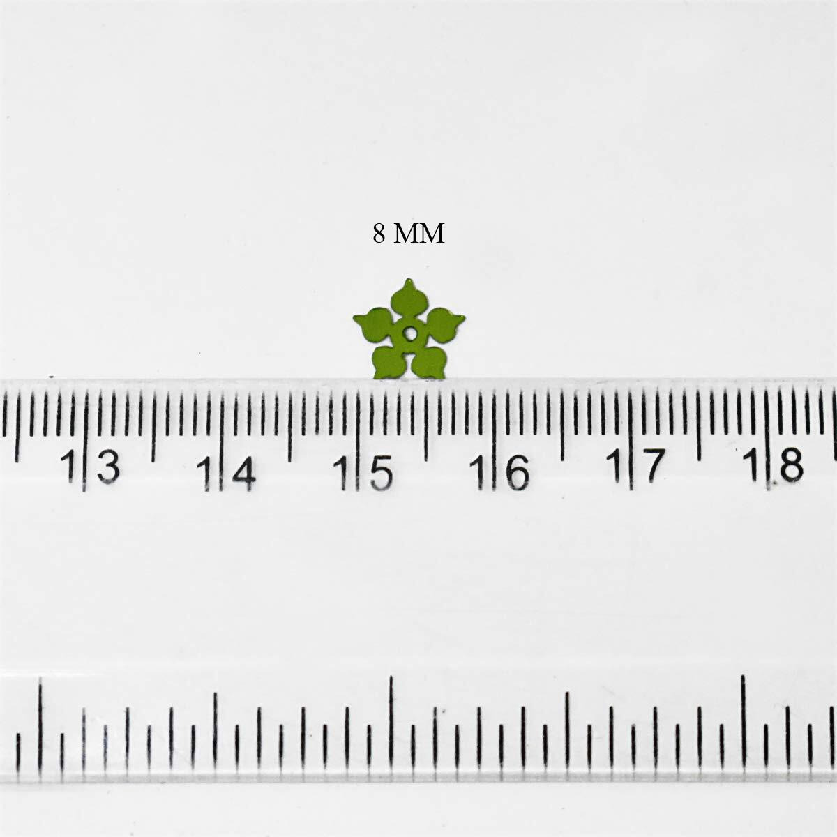 Embroiderymaterial Flower Shape Sequins Sitara For Craft And Embroidery 50Gm (Green, 8Mm)