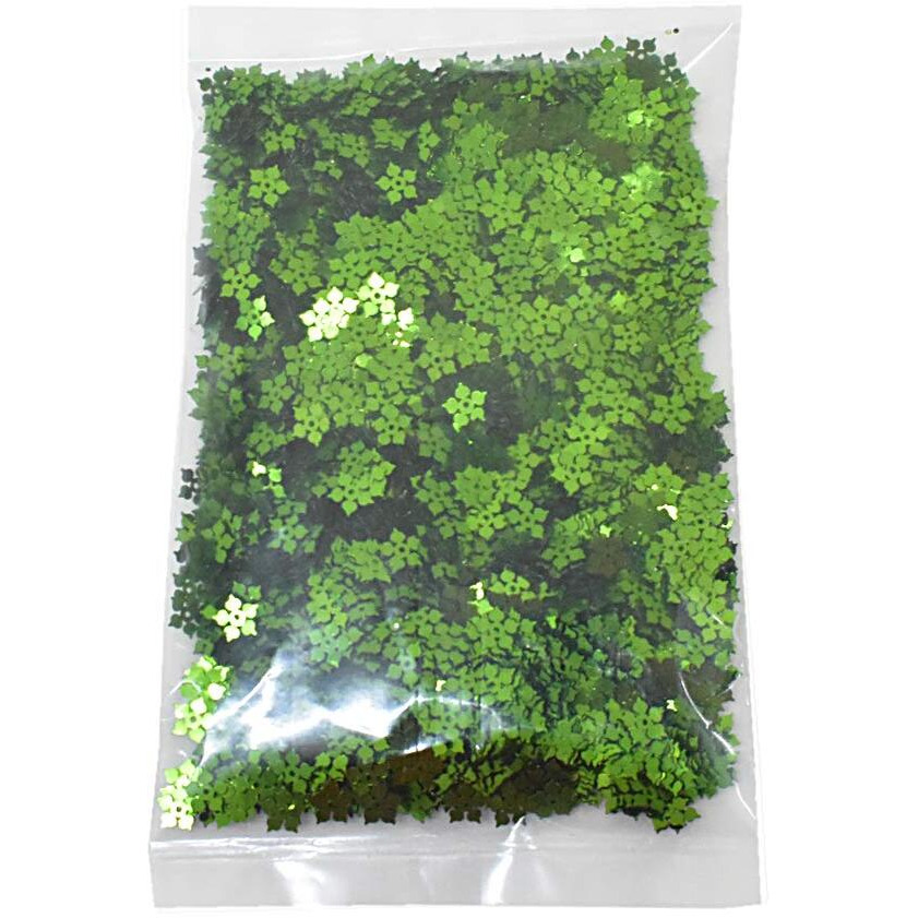 Embroiderymaterial Flower Shape Sequins Sitara For Craft And Embroidery 50Gm (Green, 8Mm)