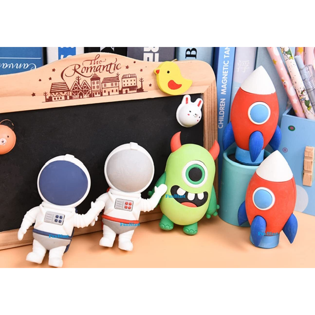 Funblast Erasers For Kids - Jumbo Cartoon Eraser For Kids School Stationary Kit For Boys, Stationary Items For Girls Erasers Set Stationary Gift Set (Robot Red)