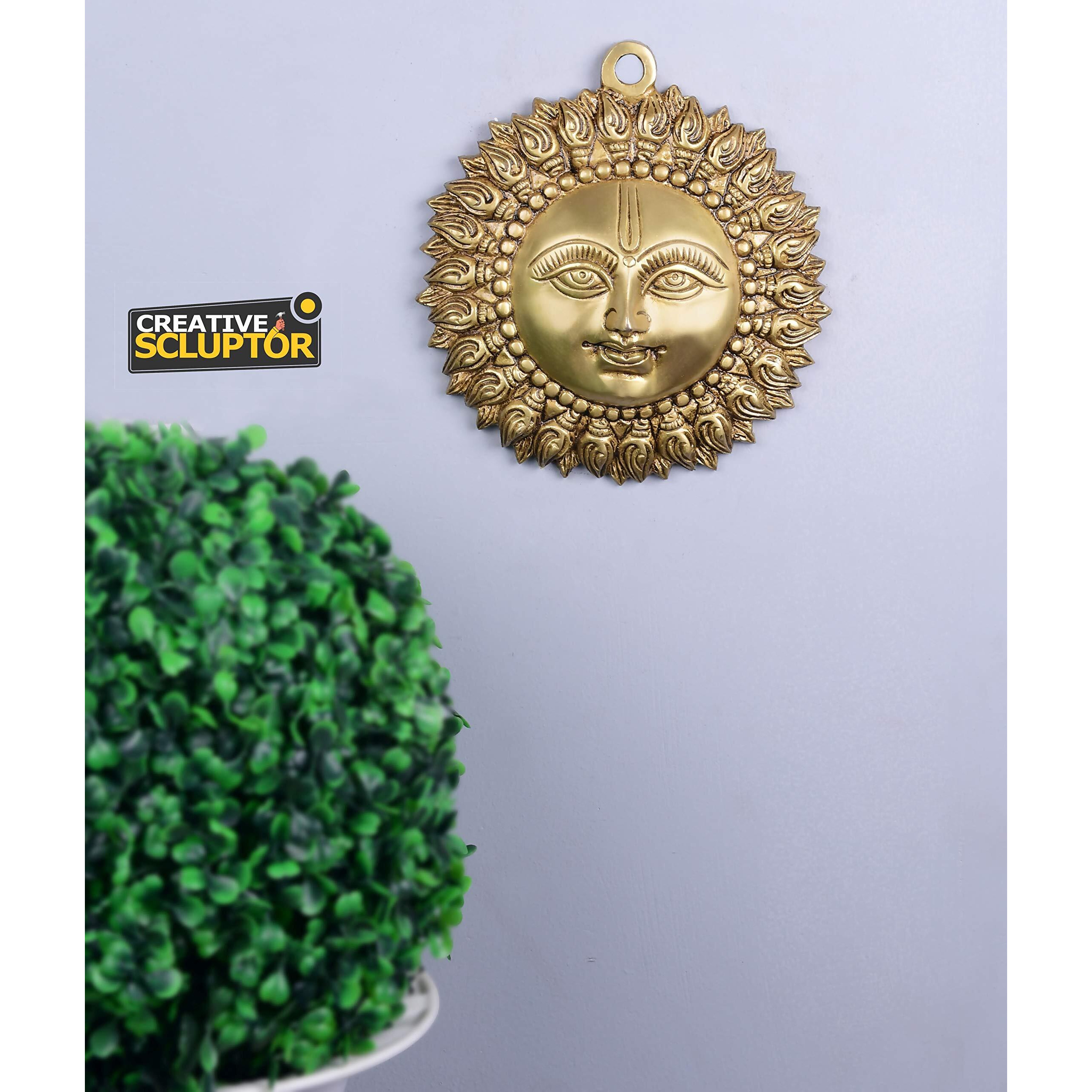 Creative Scluptor Brass Large Shankh Design Sun Wall Hanging | Home Decor