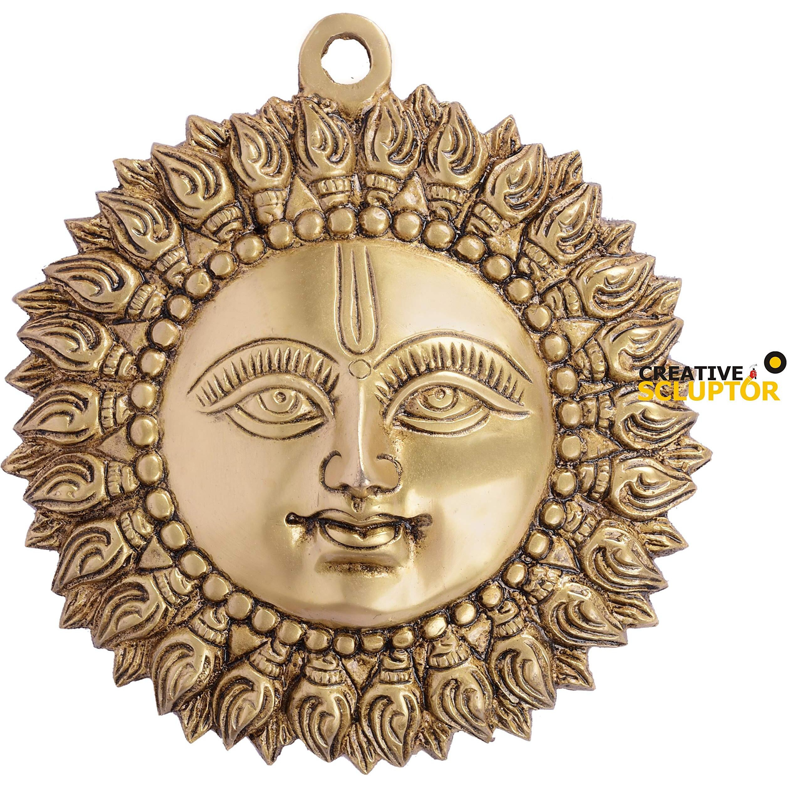 Creative Scluptor Brass Large Shankh Design Sun Wall Hanging | Home Decor