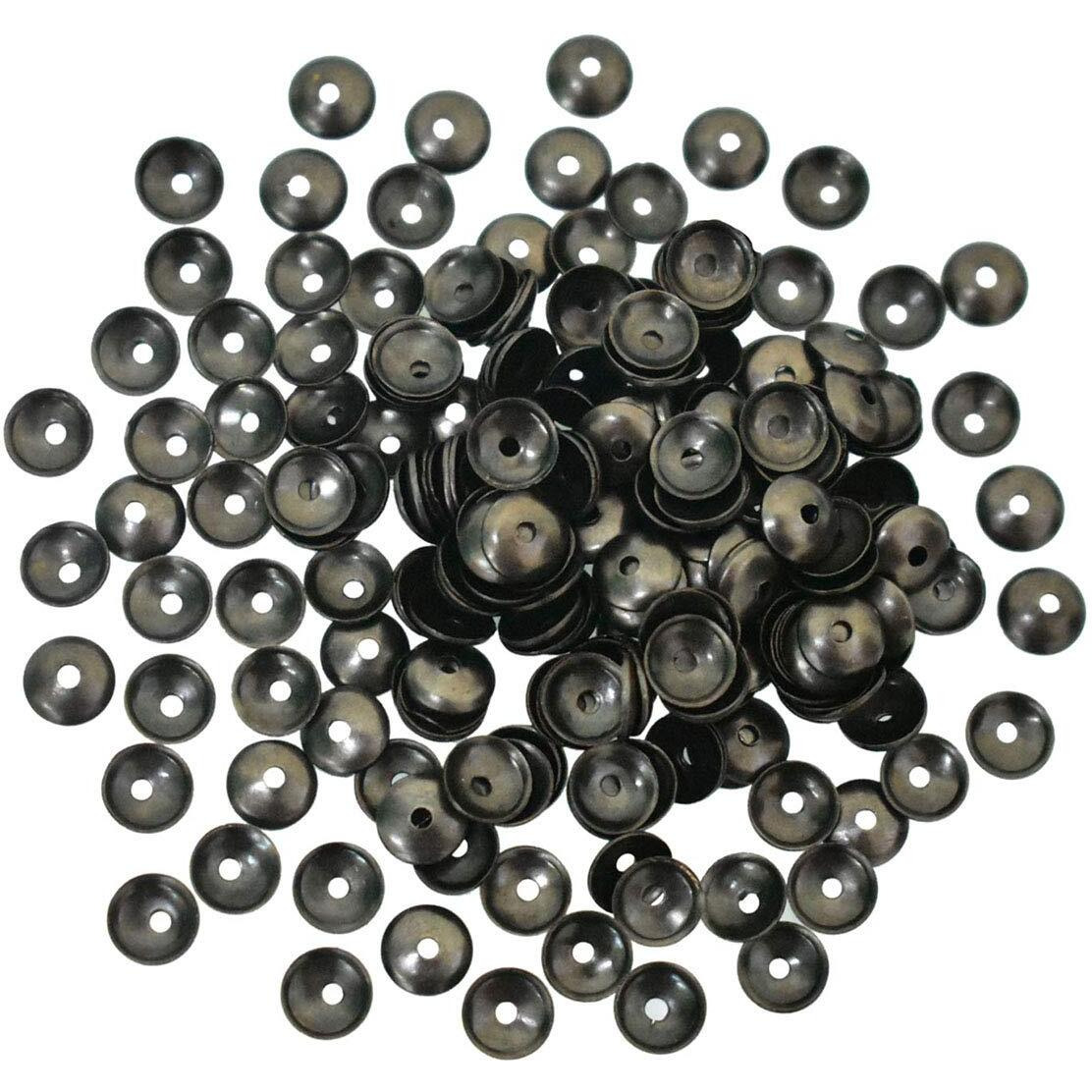 Embroiderymaterial Cupped Shape Centre Hole Sequins Metal Sequins For Craft And Embroidery Purpose 100Gm (Gunmetal Color, 6Mm)