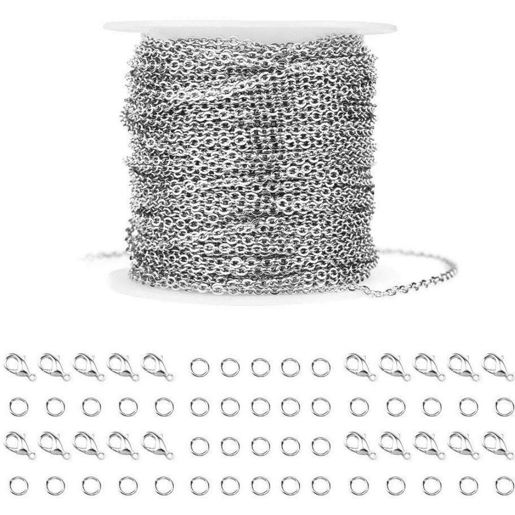 Diy Crafts Design  No 2, Lobster And Jump Rings, 2Mm Stainless Steel Link Cable Chain With 20 Lobster (Design  No 2, Lobster And Jump Rings)