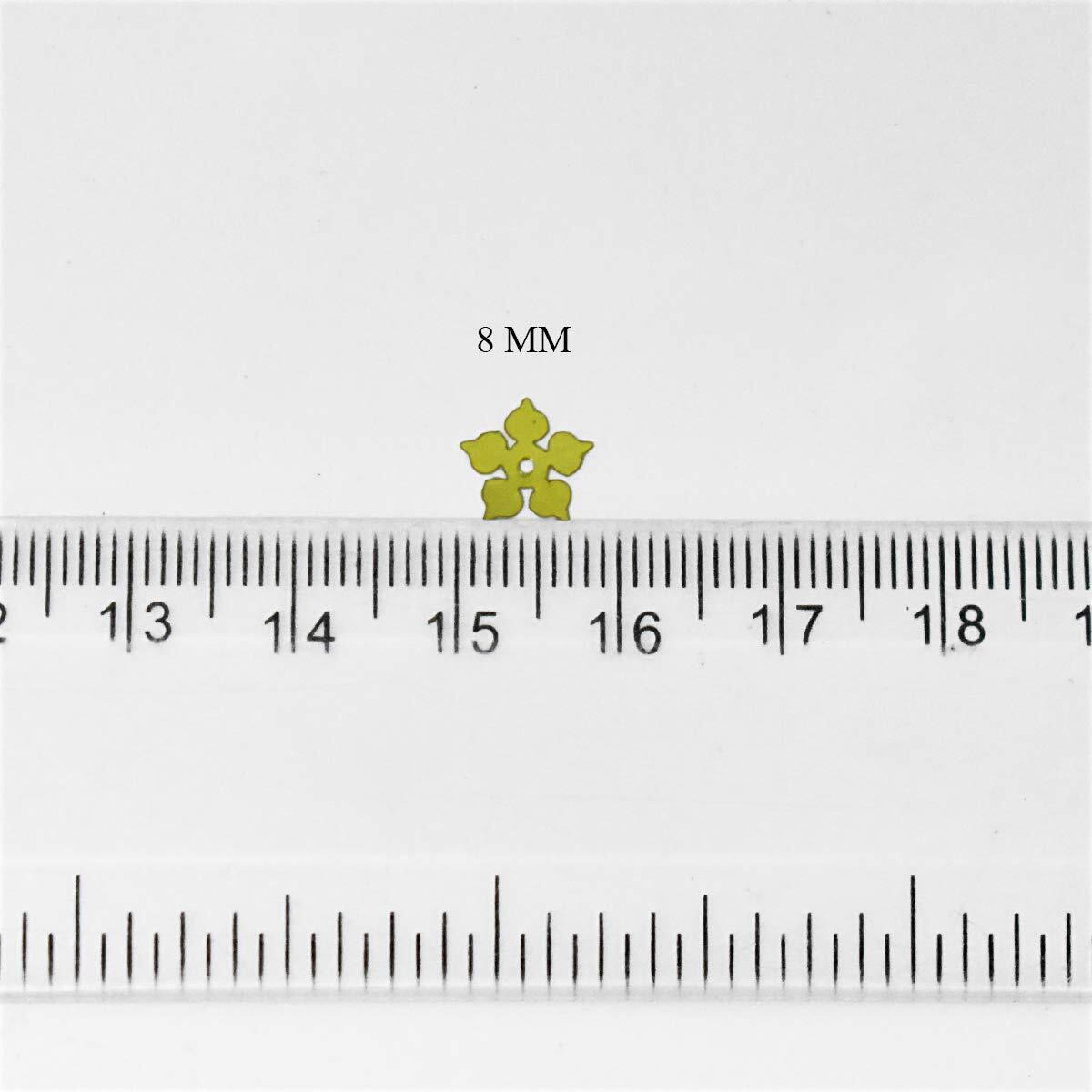 Embroiderymaterial Flower Shape Sequins Sitara For Craft And Embroidery 50Gm (Chartreuse Yellow, 8Mm)