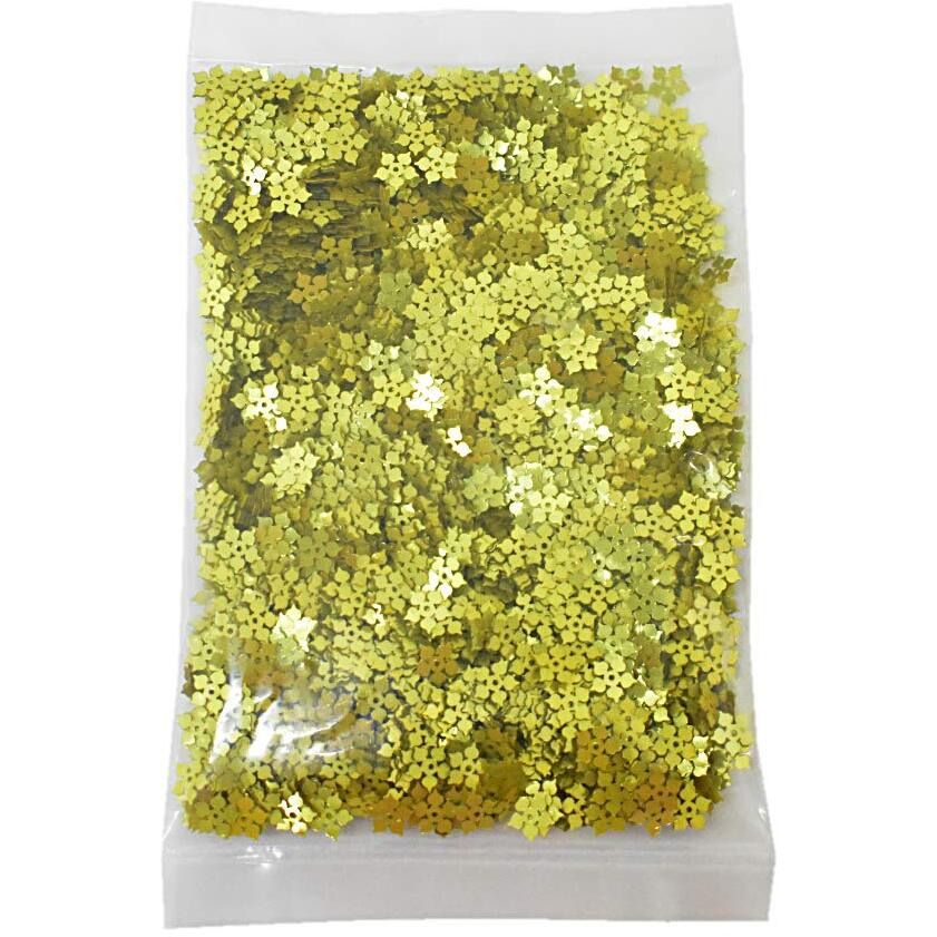 Embroiderymaterial Flower Shape Sequins Sitara For Craft And Embroidery 50Gm (Chartreuse Yellow, 8Mm)