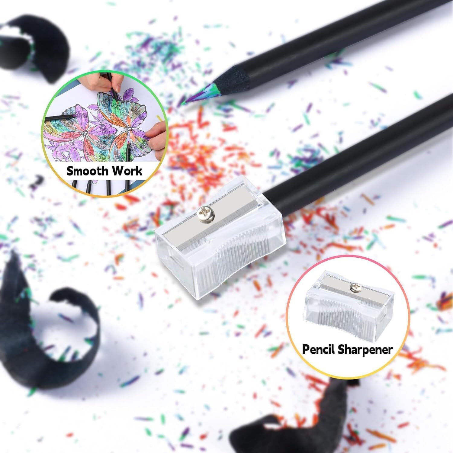 Japp 12 Colors Rainbow Pencils For Kids Adults, Rainbow Colored Pencil Art Supplies For Girls Boys, Black Wooden Multi Colored Pencils Bulk For Coloring Drawing Sketching, Pre-Sharpened.