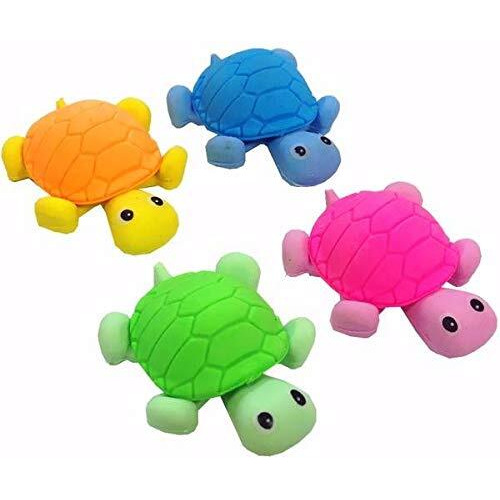 Shree Technesh Newest Cute Tortoise Shape Erasers For School Kids Idea For Kid's Birthday Return Gift, Pack Of 4 (Multi)
