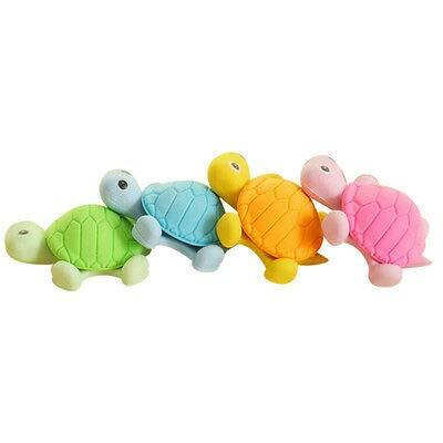 Shree Technesh Newest Cute Tortoise Shape Erasers For School Kids Idea For Kid's Birthday Return Gift, Pack Of 4 (Multi)