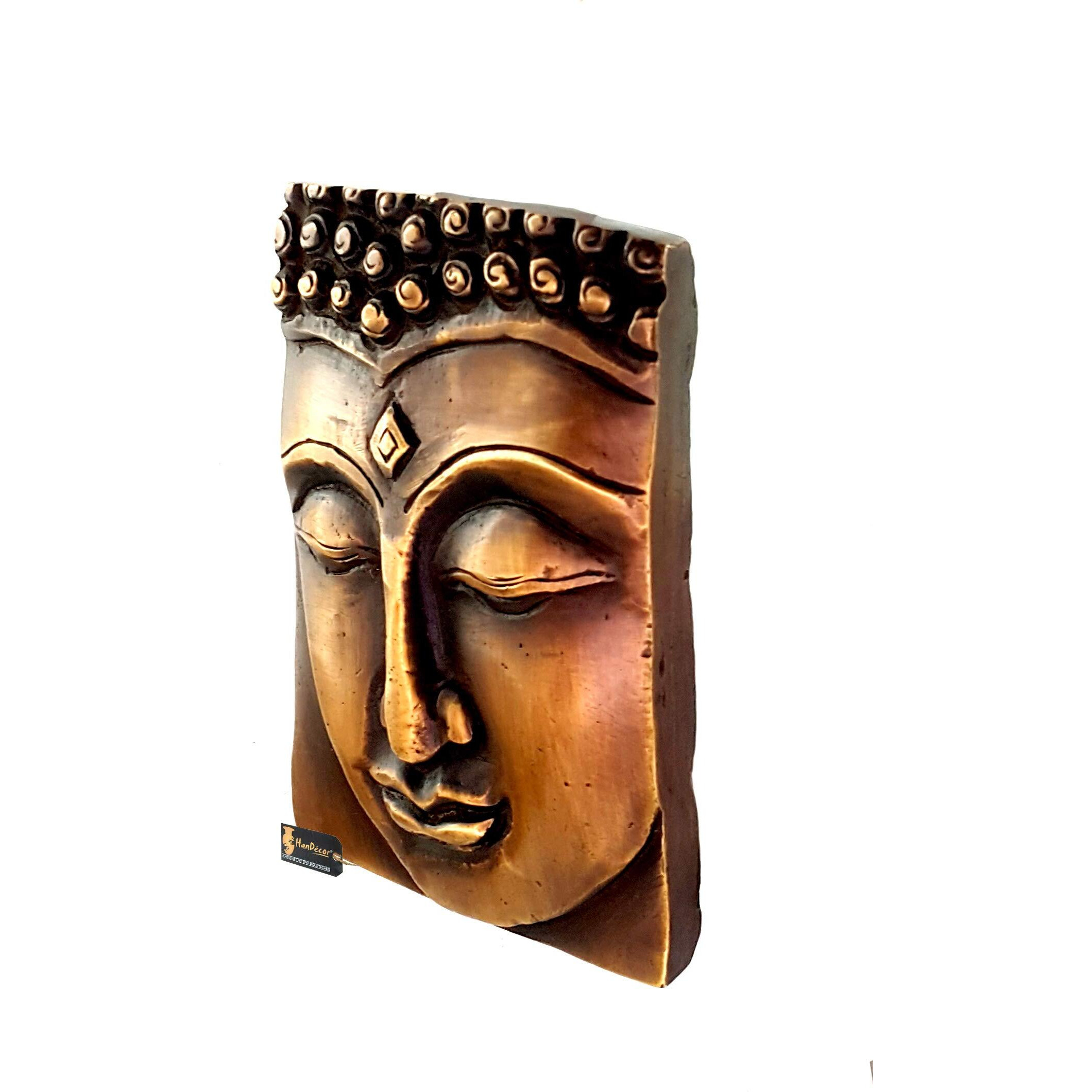 Two Moustaches Calm Buddha Brass Wall Hanging - Brown