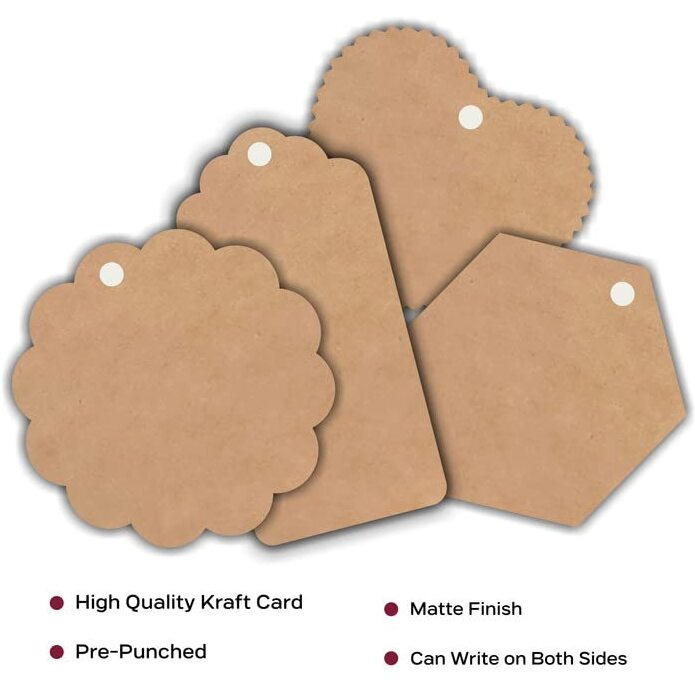 Townbus 200 Pcs Of Double Sided Blank Craft Brown Hang Tags With String For Return Gifts | Party & Celebration | Plain Price Tags With Jute Rope | Thread