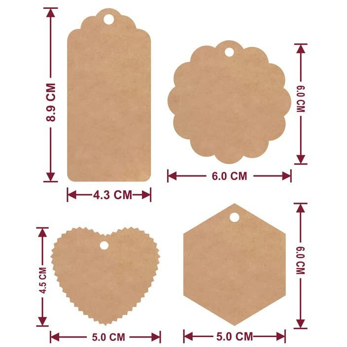 Townbus 200 Pcs Of Double Sided Blank Craft Brown Hang Tags With String For Return Gifts | Party & Celebration | Plain Price Tags With Jute Rope | Thread