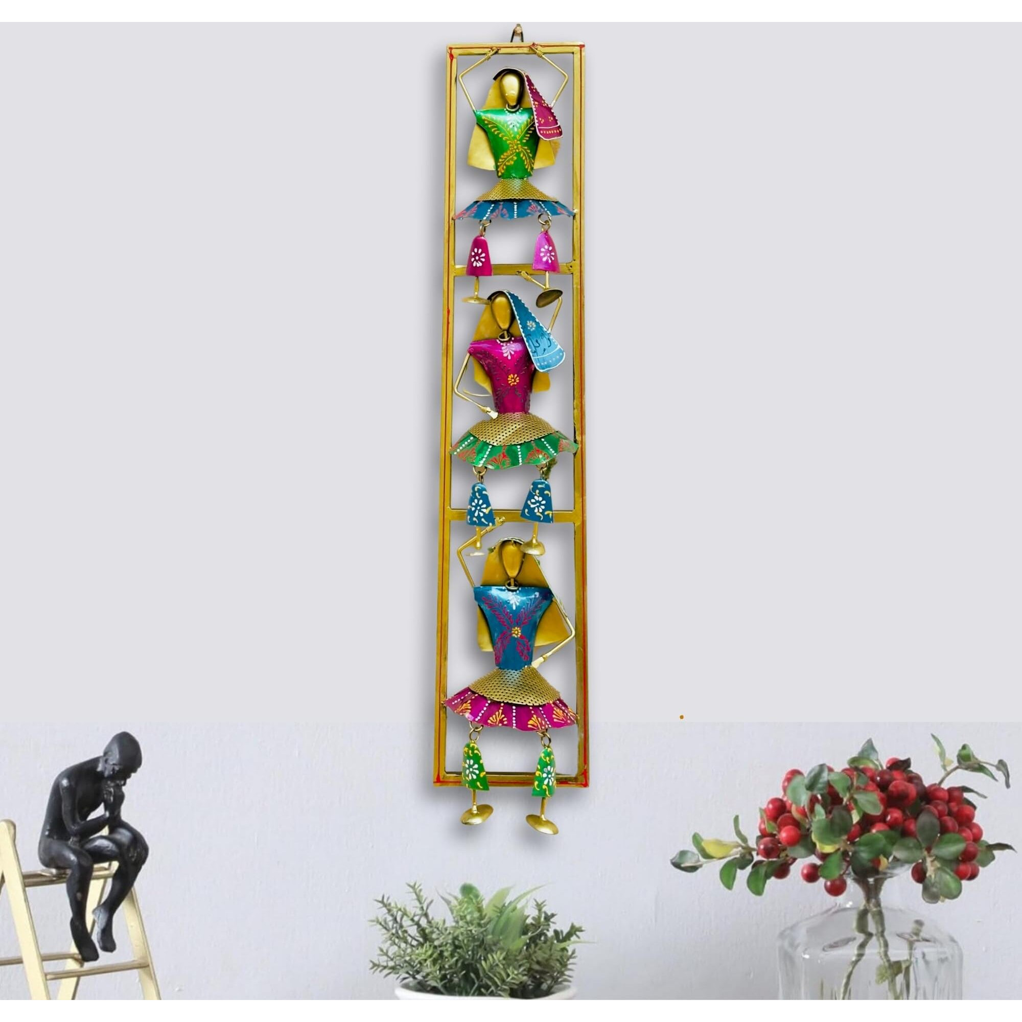 Rsn Metal Wall Decor Rajasthani 3 Musicians Wall Decoration/Wall Hanging For Home Decor Size-30.5 X5.9 Inch