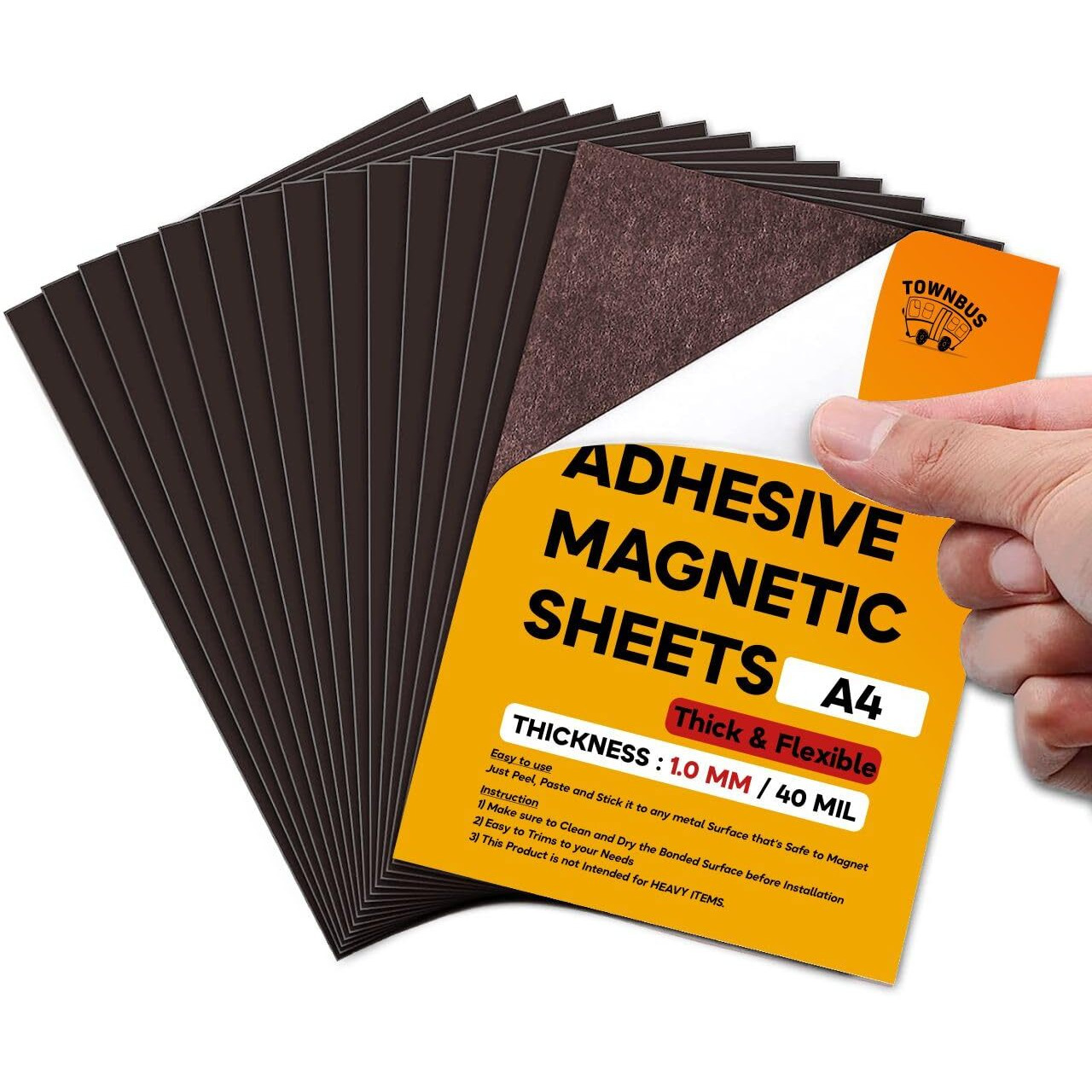 Townbus - Pack Of 1 | A4 | 1Mm Thick Self Adhesive Magnetic Sheet | Just Peel Paste And Place To Make Your Craft, Photos A Magnet | Diy Crafts | Kid-Friendly