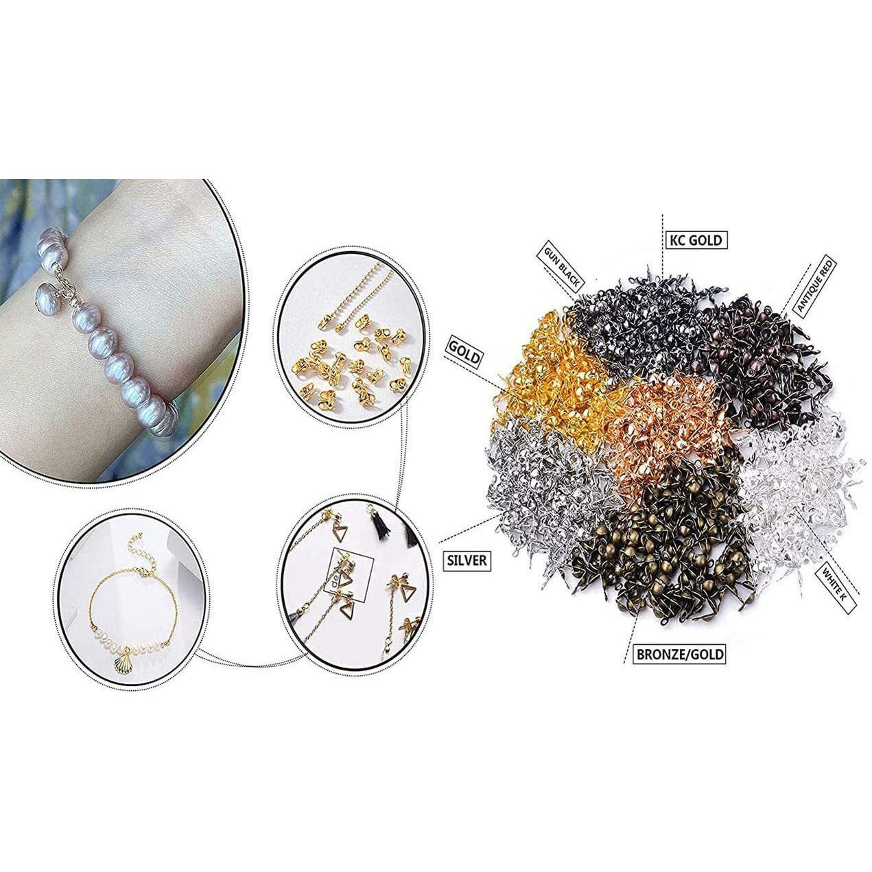 Diy Crafts 25 Grm, Dull Silver, Bead Tips Calotte Ends Clamshell Knot Cover Fold-Over Bead Tips For Je (25 Grm, Dull Silver)