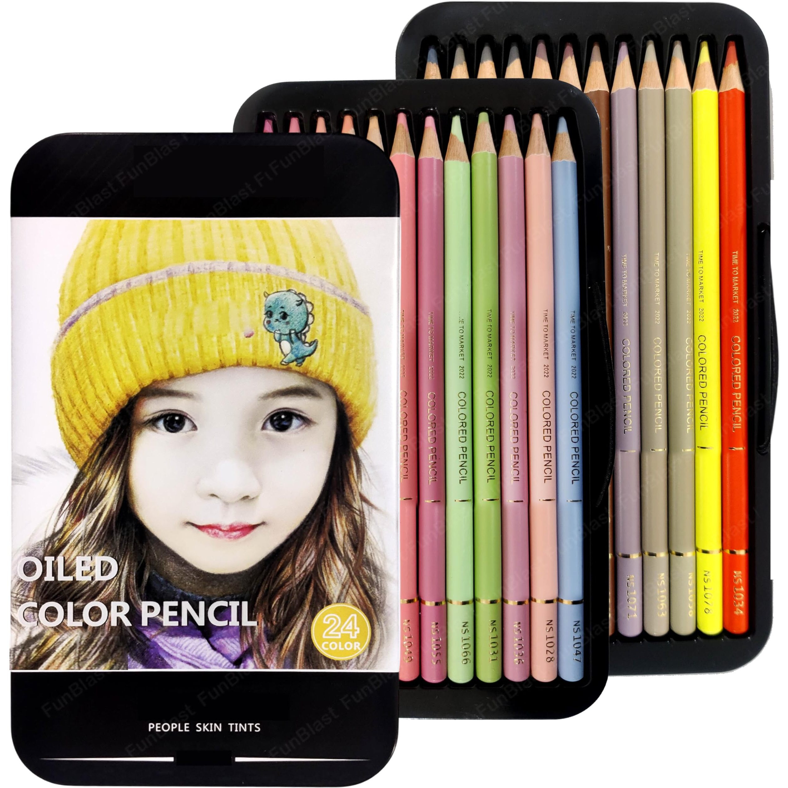 Funblast Pack Of 24 Oil Colour Pencils Set - Bright And Strong Color Pencils For Artists, Non-Toxic Colouring Set, Safe Colour Pencils For Children, Artist Colour Pencils