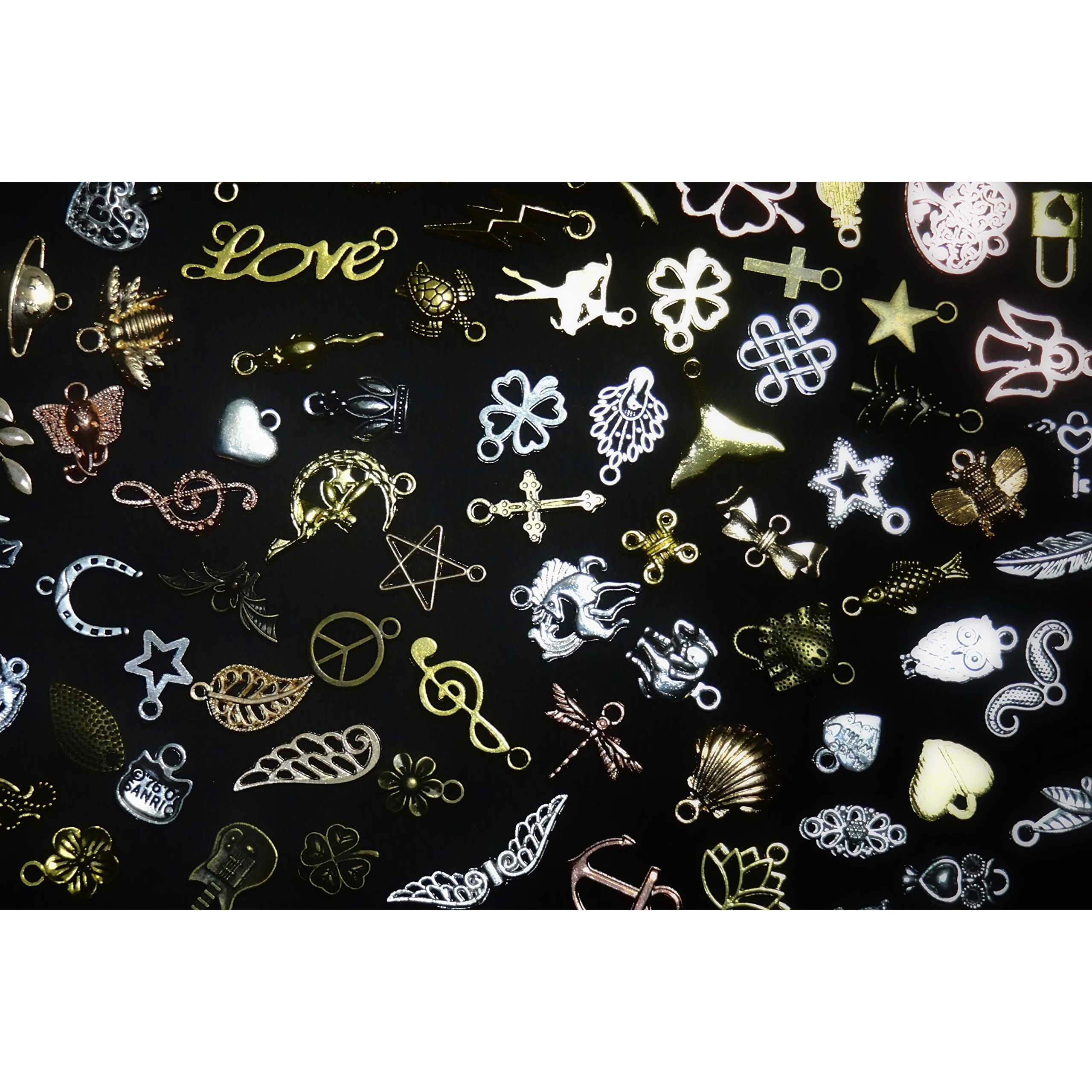 Street27 100Pcs Retro Style Vintage Jewelry Making Charms Mixed Smooth Tibetan Antique Metal Charms Pendants Diy For Necklace Bracelet Earrings Making Accessories (7 Mixed Colors, Multi)