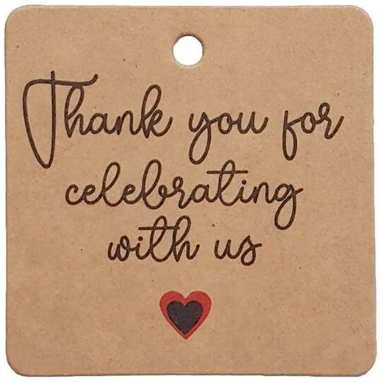 Townbus Thank You For Celebrating With Us Craft Brown Hang Tags With String For Party & Celebration | Return Gift Kraft Tags With Jute Rope | Thread | D4-50 Nos