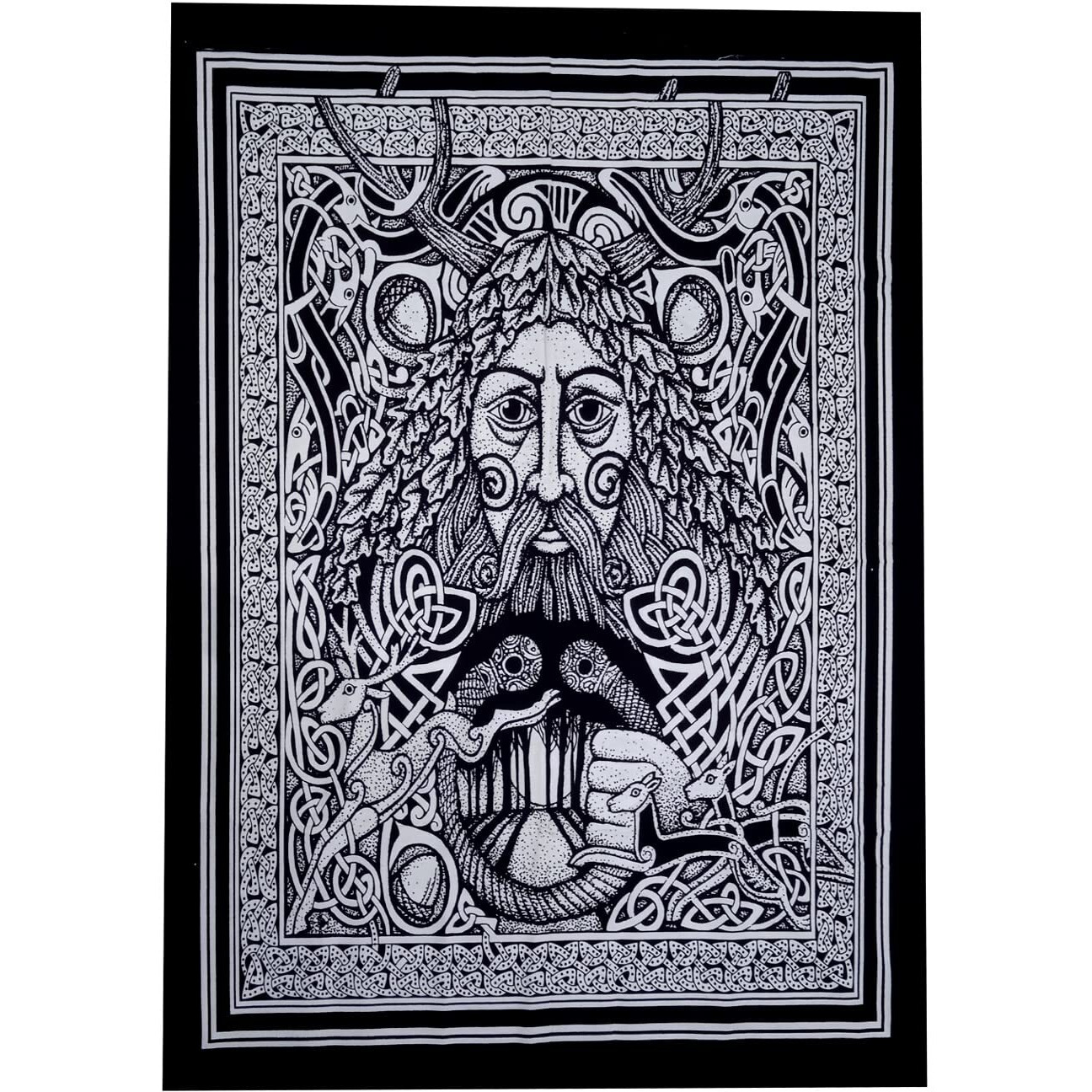 Purpledip Cotton Wall Poster Sheet 'Man And Nature' Bohemian Hanging Tapestry (20098)