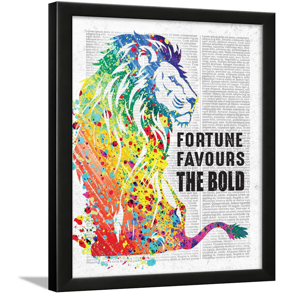 Chaka Chaundh -Fortune Favours The Bold Lion Quotes Frames - Motivational Quotes Wall Frames For Office - Student Quotes Wall Frame - Office Quotes Poster - (14 X 11 Inches)