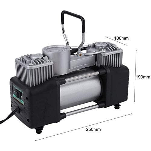 Dharmisho Heavy Duty 2-Cylinder Car Air Compressor, 12V Dc, Portable Tyre Inflator With Pressure Gauge, Metal Construction
