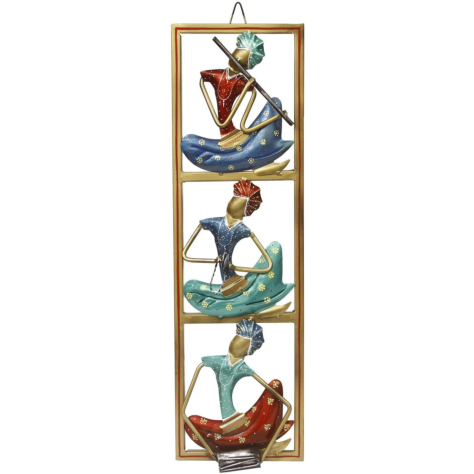 Handicrafts Paradise Home Decor Wrought Iron Musicians Wall Art Showpiece (6.75 X 24 Inch, Multicolor, Standard)
