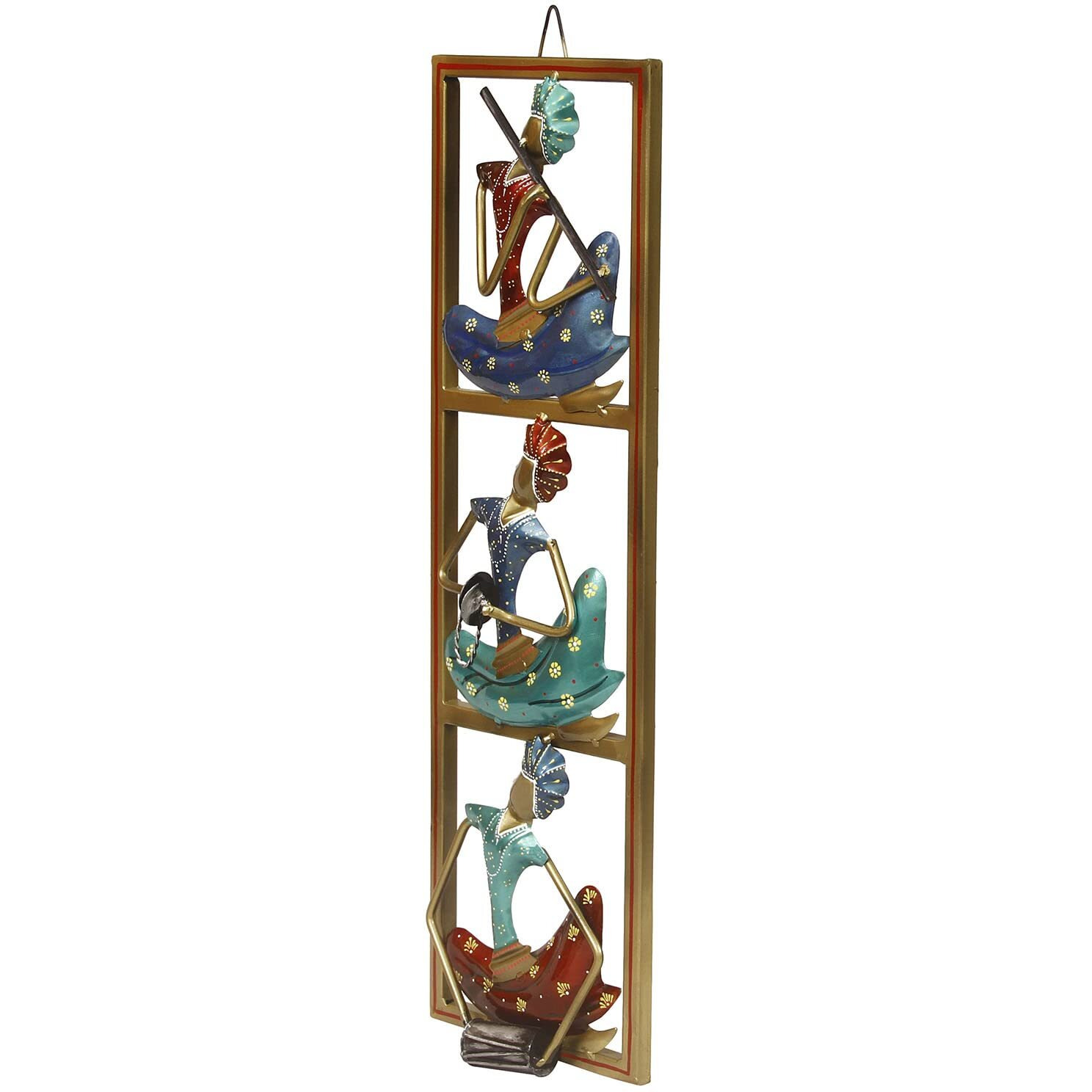 Handicrafts Paradise Home Decor Wrought Iron Musicians Wall Art Showpiece (6.75 X 24 Inch, Multicolor, Standard)