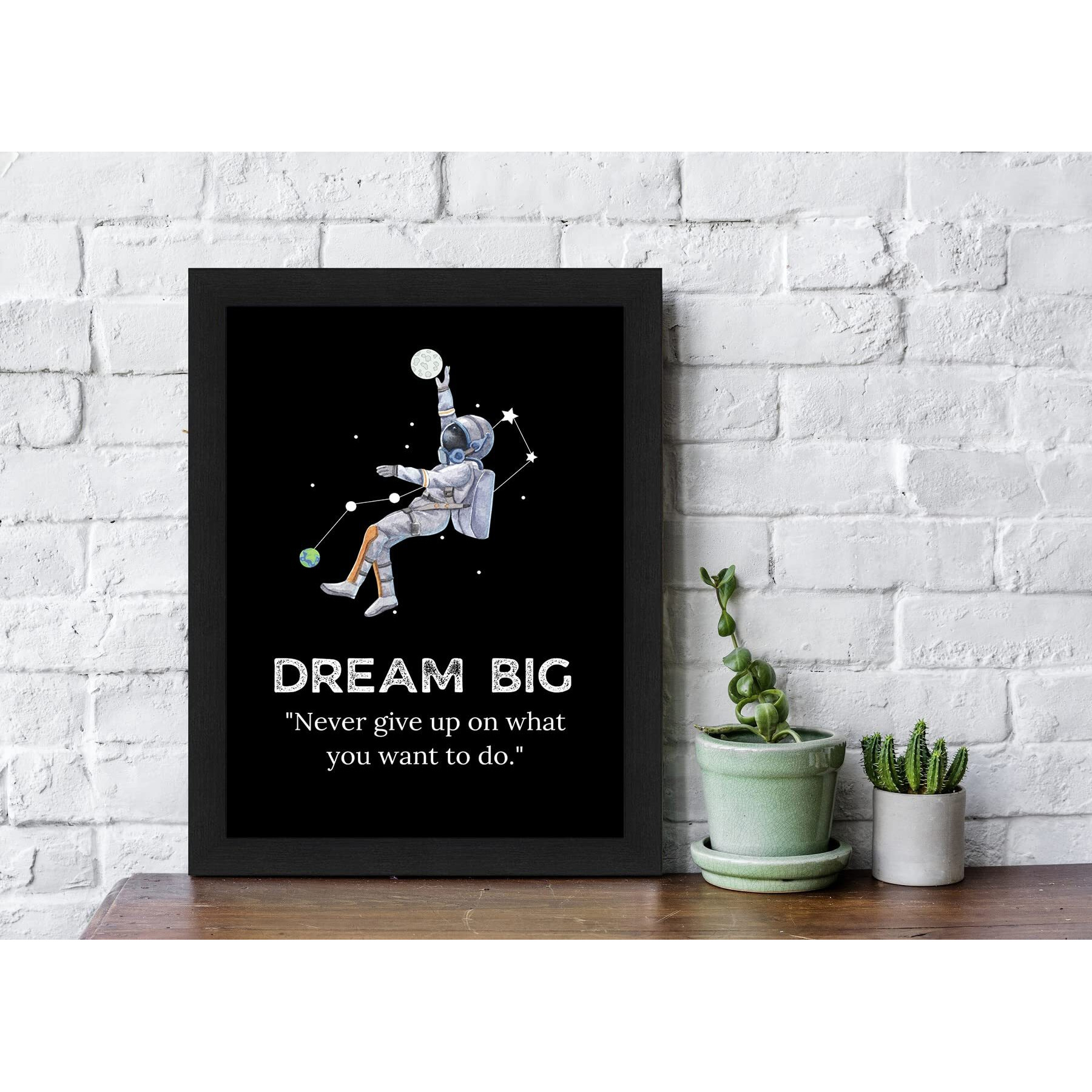 Interio Crafts - Dream Big Motivational Quote Poster - Inspirational Quotes Wall Frames For Home And Office Wall Decoration - Synthetic Wood - 13 X 10 Inches
