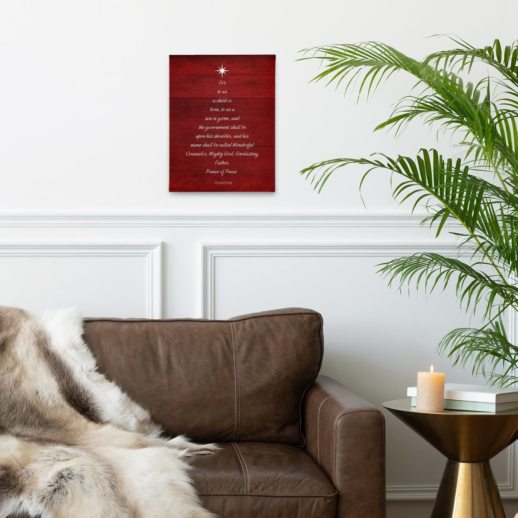 Phamte Christian Christmas Tree Isaiah 96 Wall Art Decor Canvas, Red Vintage Farmhouse Rustic Bible Verse Scripture Pictures Wall Decor Art For Living Room Home,Religious Artwork For Walls 11X14 Inch