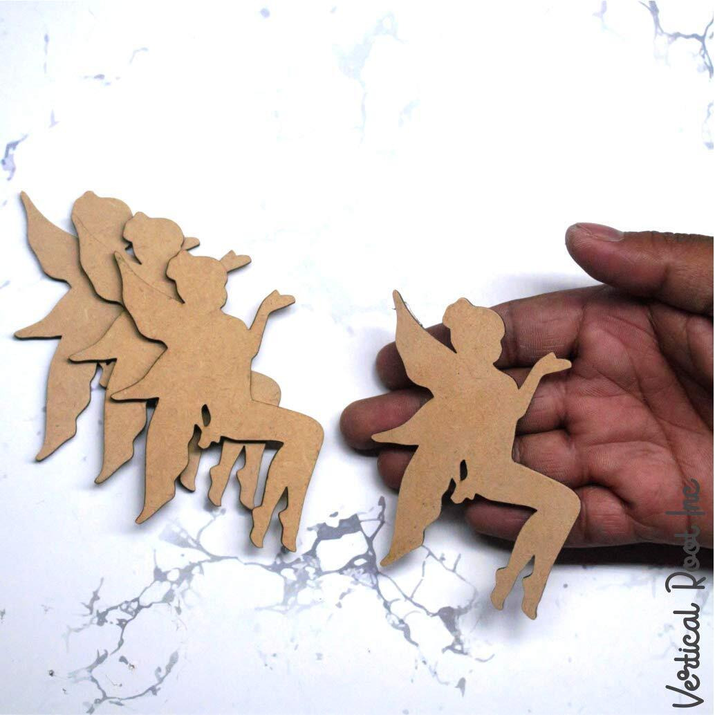 Vertical Root Inc | Pack Of 10 Unfinished Wood Mdf Cutout Fairy Shaped Pieces For Wooden Craft Diy Projects, Art Class, Fairy Themed Party, Home Decoration, Embellishment (Fairy)