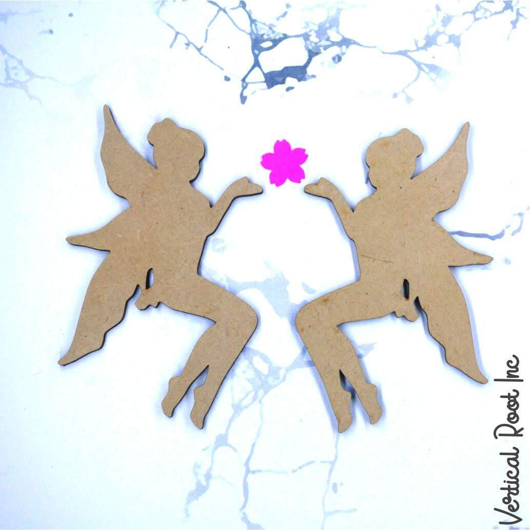 Vertical Root Inc | Pack Of 10 Unfinished Wood Mdf Cutout Fairy Shaped Pieces For Wooden Craft Diy Projects, Art Class, Fairy Themed Party, Home Decoration, Embellishment (Fairy)