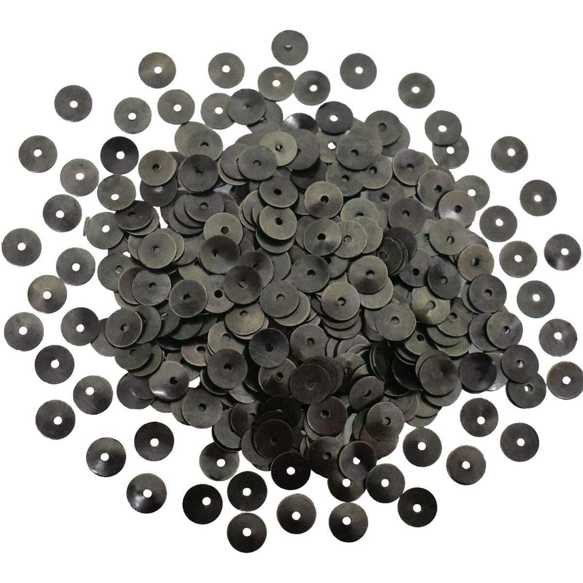 Embroiderymaterial Round Shape Centre Hole Sequins Metal Sequins For Craft And Embroidery Purpose 100Gm (Gunmetal Color, 6Mm)