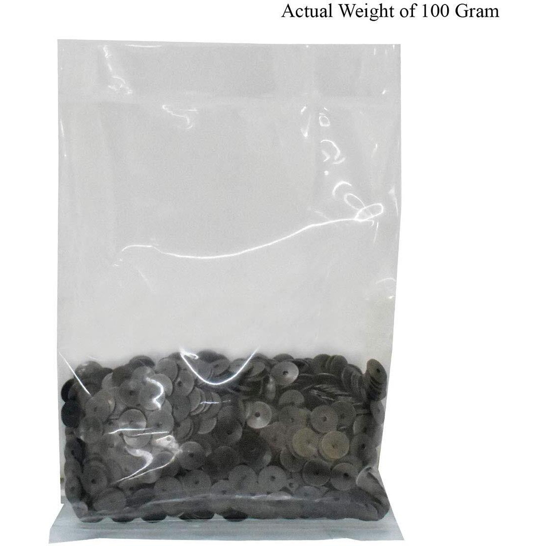 Embroiderymaterial Round Shape Centre Hole Sequins Metal Sequins For Craft And Embroidery Purpose 100Gm (Gunmetal Color, 6Mm)