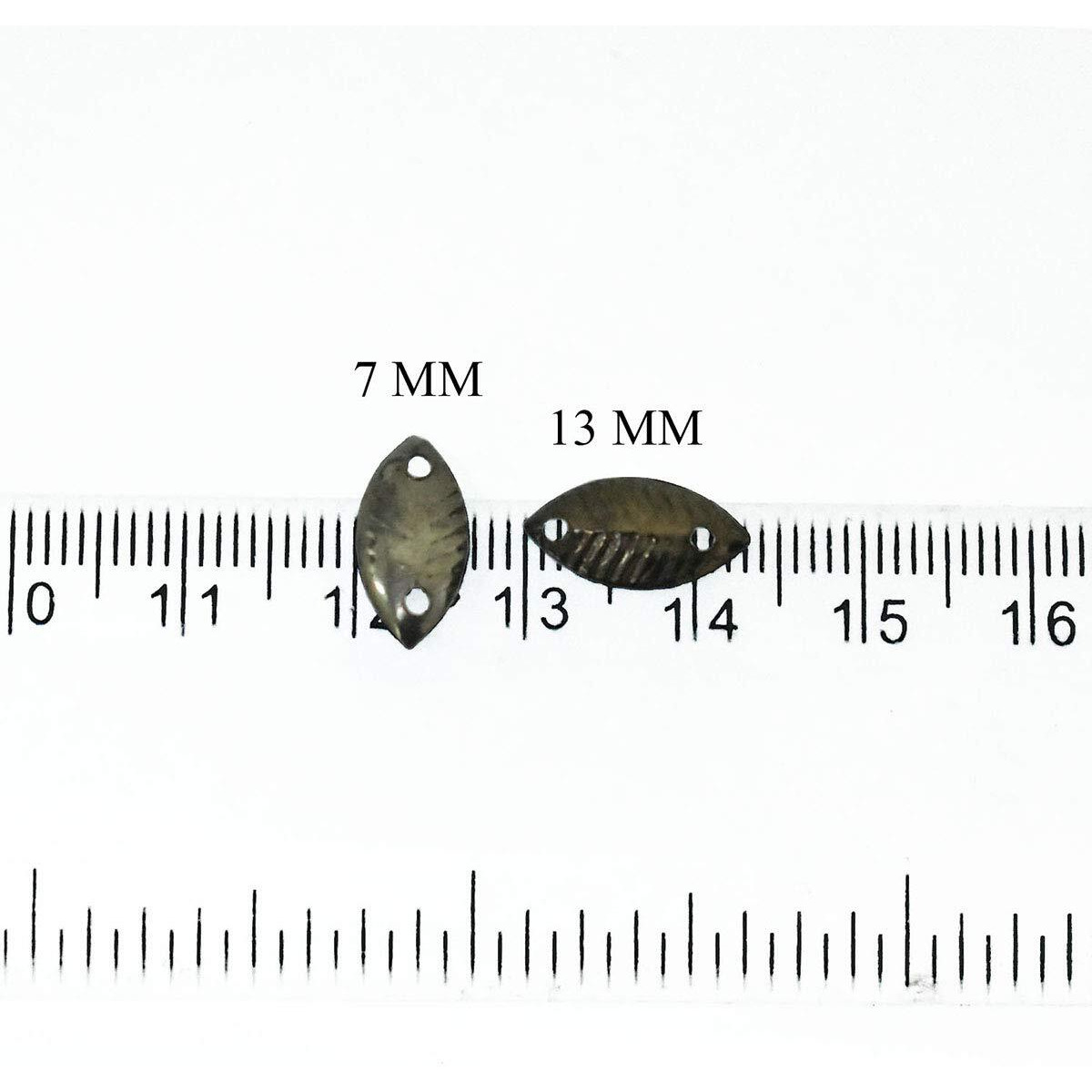 Embroiderymaterial Leaf Shape Double Hole Sequins Metal Sequins For Craft And Embroidery Purpose 100Gm (Gunmetal Color, 7X13Mm)