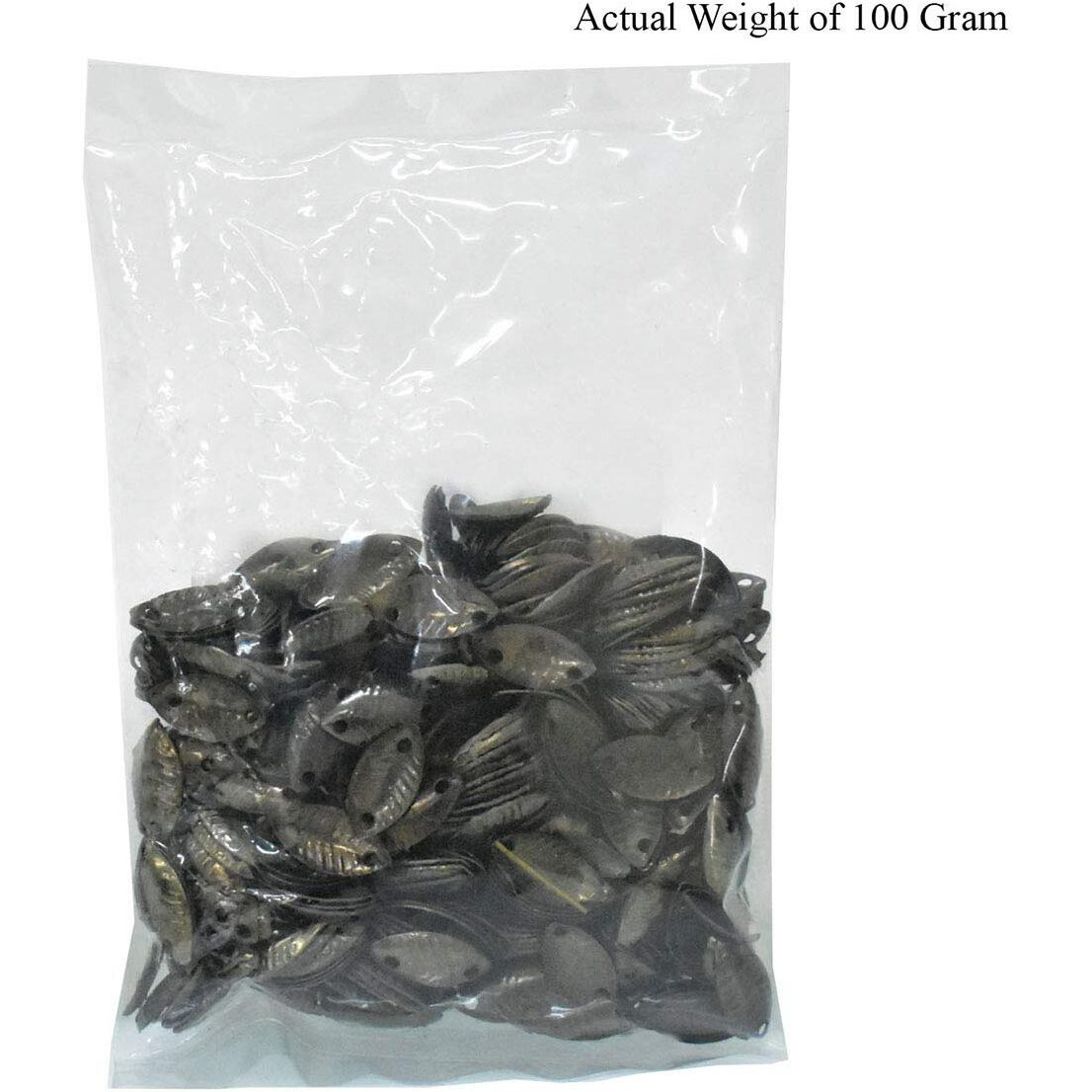 Embroiderymaterial Leaf Shape Double Hole Sequins Metal Sequins For Craft And Embroidery Purpose 100Gm (Gunmetal Color, 7X13Mm)